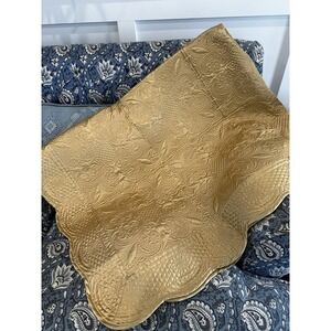 Gold Poly Satin Quilted Throw Or Bed Coverlet. 56" X 48" EUC